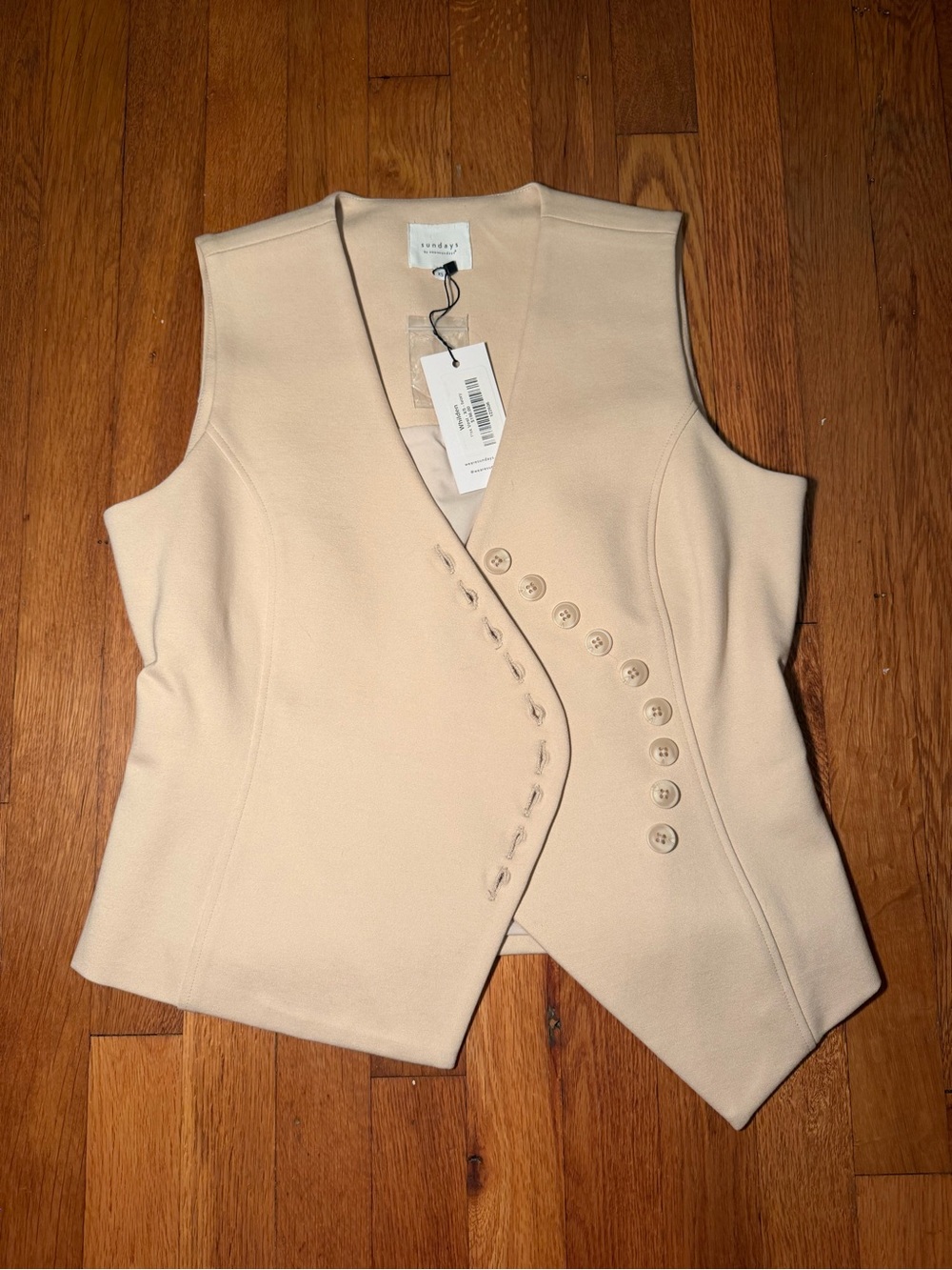 Sundays Cream Sleeveless Tailored Blazer Vest